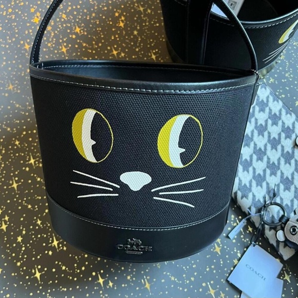 Coach Black Cat Face Shoulder Bag - Picture 2 of 7